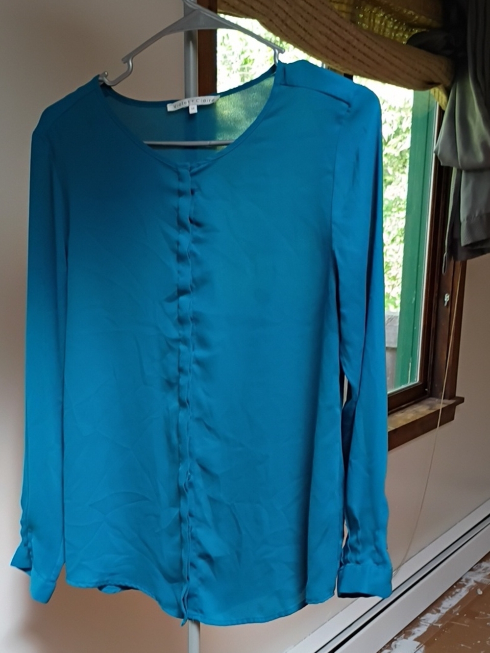 Women's Teal Button-Front Blouse - Unbranded